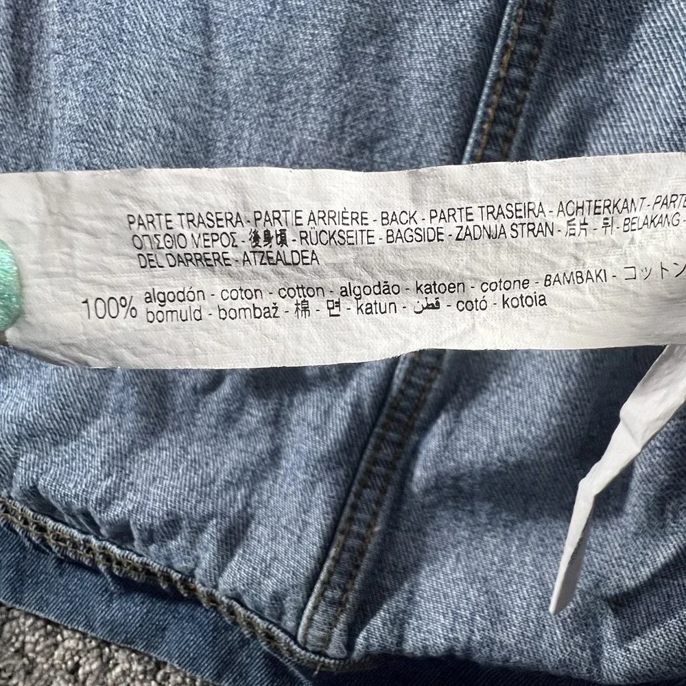 ZARA‎ Denim Hoodie Women S Blue Black Women in Art Graphic Hybrid Jacket SS19